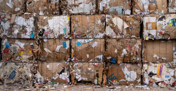 packaging waste in garbage lot