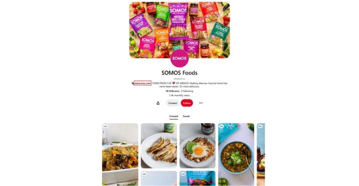 somos foods online brand visibility on pinterest