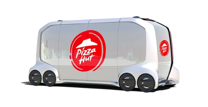 pizza hut using self driving pizza vehicle